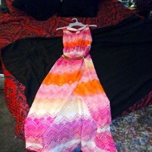 Beautiful summer dress with braided brown belt